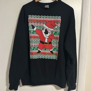 Ugly Christmas Sweater Men’s Large Black Santa Dabbing Jerzees